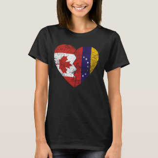 T-shirt Drapeaux canadiens vénézuéliens Coeur Canada Venez