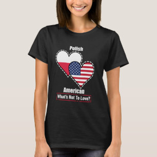 T-shirt Drapeaux cardiaques américains polonais Qu'est-ce