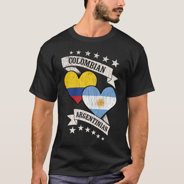 T-shirt Drapeaux cardiaques argentins colombiens (Devant)