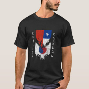 T-shirt Drapeaux chiliens coréens arrachés Chili Corée du 
