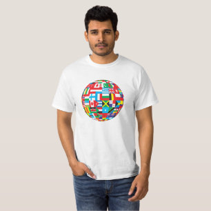 T-shirt Drapeaux colorés du globe du monde