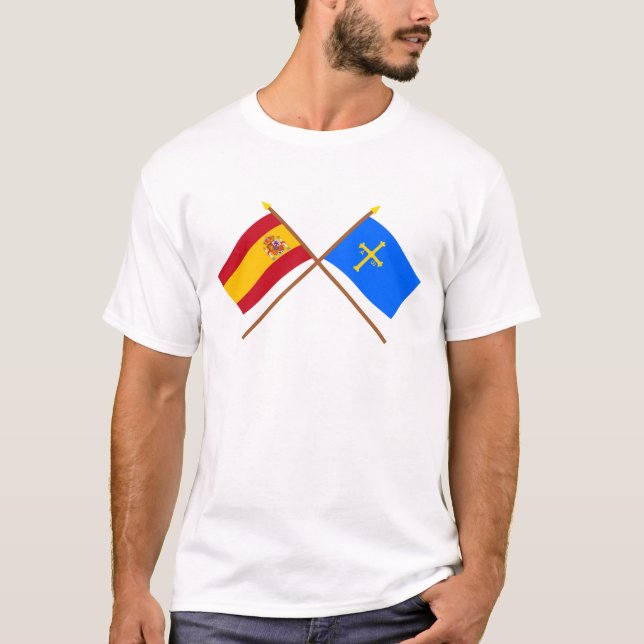 T-shirt Drapeaux croisés de l'Espagne et des Asturies (Devant)
