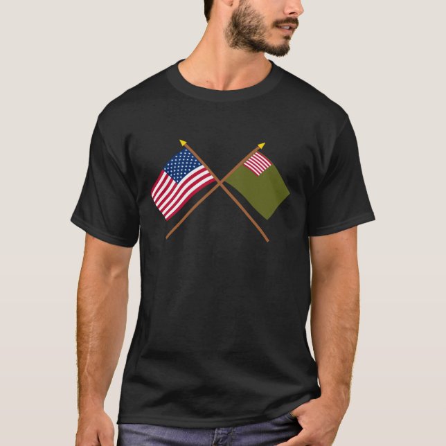 T-shirt Drapeaux croisés de milice des USA et du Delaware (Devant)
