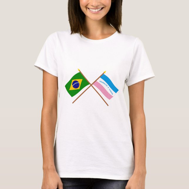 T-shirt Drapeaux croisés du Brésil et de l'Espírito Santo (Devant)