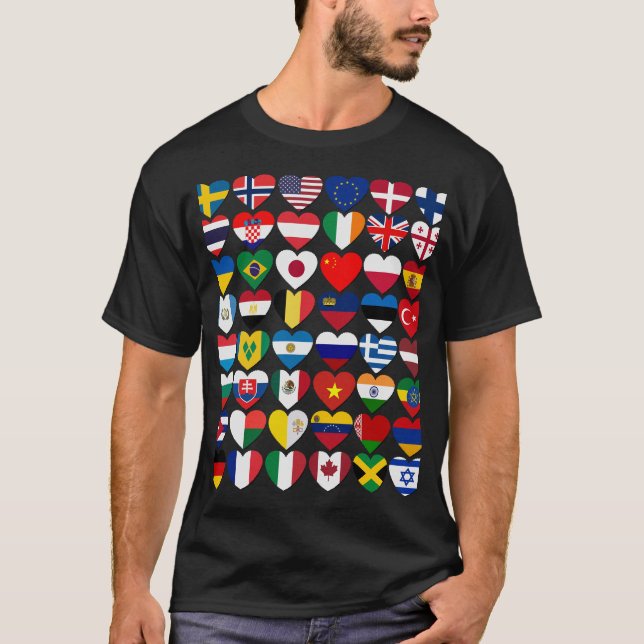 T-shirt Drapeaux Des Pays Du Monde,International (Devant)