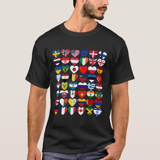 T-shirt Drapeaux Des Pays Du Monde International (Devant)