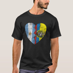 T-shirt Drapeaux équatoriens argentins Cœur Argentine Équ