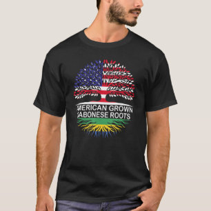T-shirt Drapeaux États-Unis & Gabon Américain Cultivé Raci
