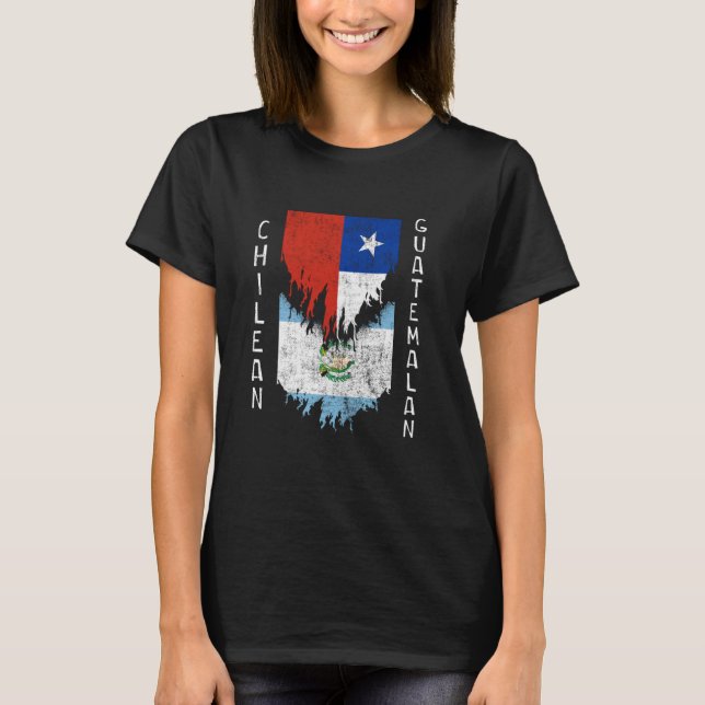 T-shirt Drapeaux guatémaltèques chiliens arrachés Chili Gu (Devant)