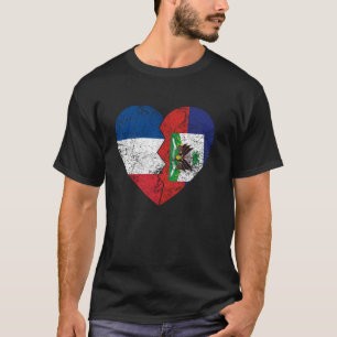 T-shirt Drapeaux Haïtiens Français Cœur France Haïti Raci