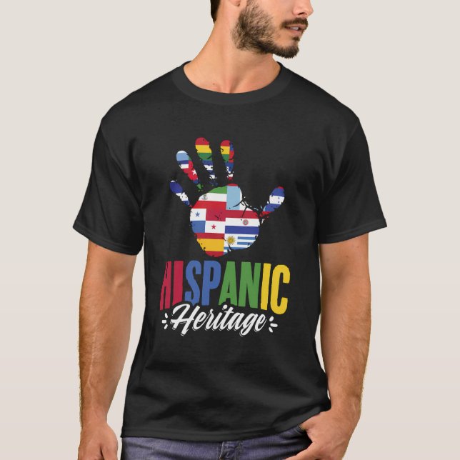 T-shirt Drapeaux hispaniques mains Latino Pays Hérite hisp (Devant)