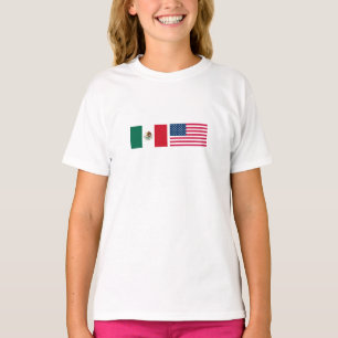 T-shirt Drapeaux mexicains et américains côte à côte