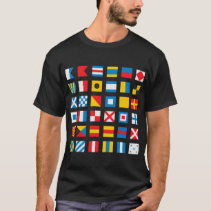 T-shirt Drapeaux nautiques avec chiffres américains et alp