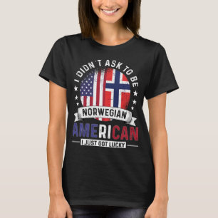 T-shirt Drapeaux norvégiens américains Pride Norvège Drape