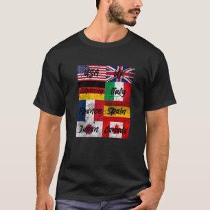 T-shirt Drapeaux Rétro Vintage du Monde Illustration Graph