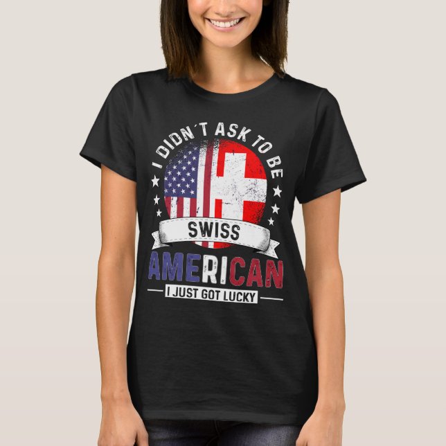 T-shirt Drapeaux suisses américains Fierté Suisse (Devant)