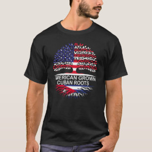 T-shirt Drapeaux USA & Cuba Racines Cubaines Cultivées Amé