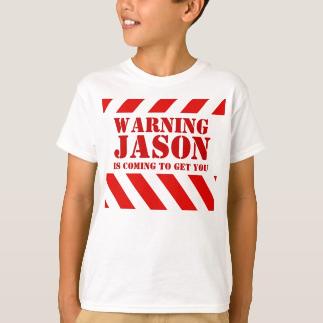 T-shirt Draps d'avertissement pour enfants nom jason t-shi (Devant)