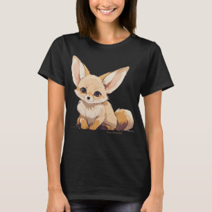T-shirt Drawing of a Fennec, Desert Fox, en dessin animé