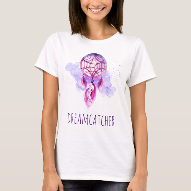 T-shirt Dreamcatcher rose Purple Paint Splat Tribal (Devant)