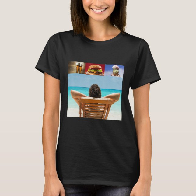 T-shirt Dreaming about sleeping on the beach with beer ham (Devant)