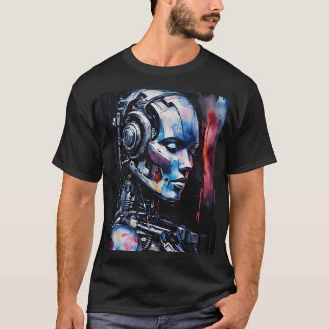 T-shirt Dreaming Cyborg : A Fusion of Technology and Human (Devant)