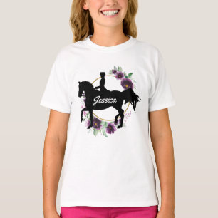 T-shirt Dressage personnalisé Cheval équitation Nom flor