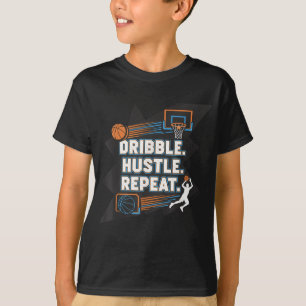 T-shirt Dribble Hustle Répéter Motivational Basketball Des