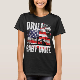 T-shirt Drill Bébé Drill Oilfield American Flag Oil Drilli