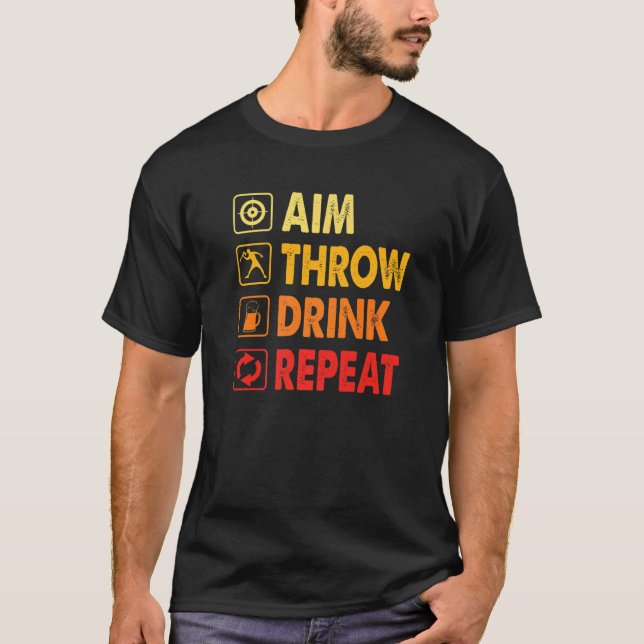 T-shirt Drink Repeat   Axe Throwing Game Axe Throwing Spor (Devant)