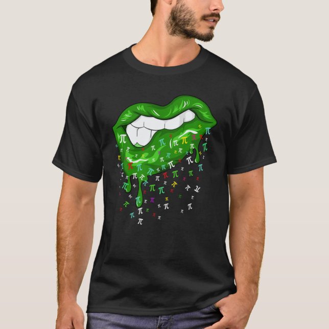 T-shirt Dripping Lips With Pi Symbols St Patricks Day Pi D (Devant)