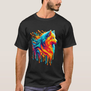 T-shirt Dripping Paint Art Chien Esquimau Canadien