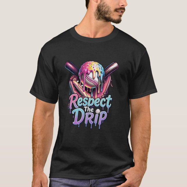 T-shirt Dripping Softball Sports Drip Drippy Ice Cream Sof (Devant)