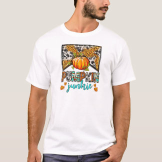 T-shirt Drogué au potiron léopard de feuille d'automne