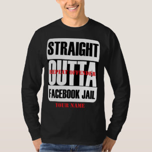 T-shirt Droit En Dehors Fb Réseau Social Prison Répéter Of