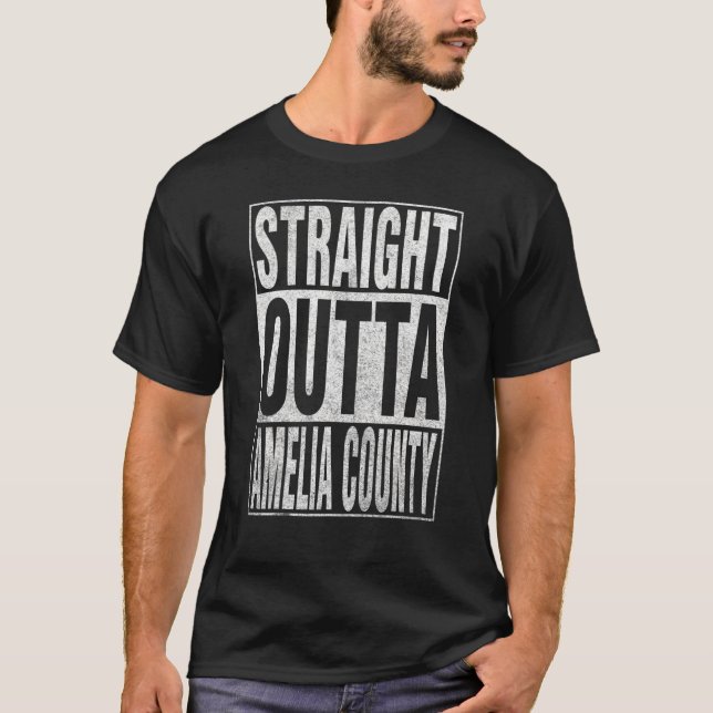 T-shirt DROITE OUTTA AMELIA COUNTY Cool Accueil Citation (Devant)