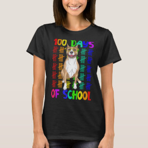 T-shirt Drôle 100 Jours D'école Mignon Pit Bull Portant de