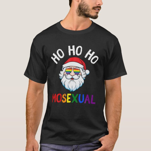 T-shirt Drôle 2021 Gay Père Noël LGBT Pride Hommes Femmes  (Devant)