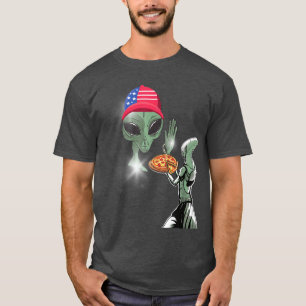 T-shirt Drôle 4 juillet Aliens Pizza Extraterrestrial T-