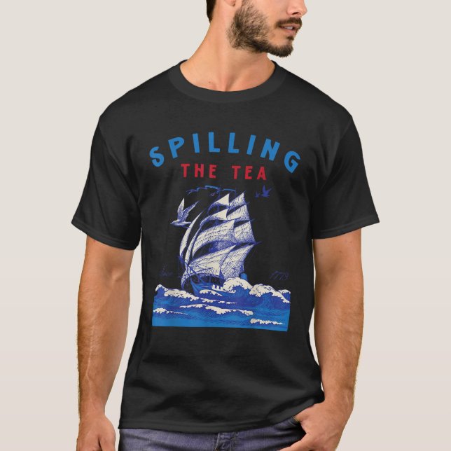 T-shirt Drôle 4 juillet déverser le thé depuis 1773 Hommes (Devant)