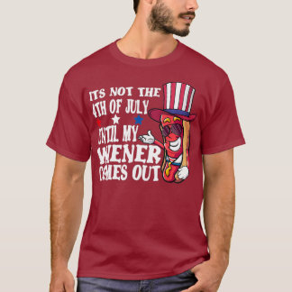 T-shirt Drôle 4 juillet Hot Dog Wiener sort Adulte