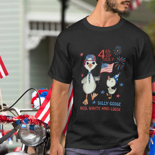 T-shirt Drôle 4 juillet oie avec Chemise Drapeau Américain