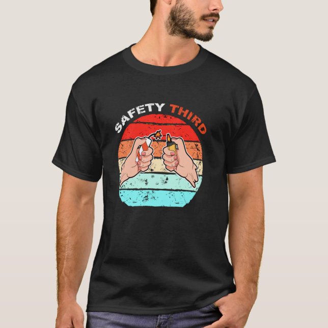 T-shirt Drôle 4 juillet Patriotique Boire Fireworks Saf (Devant)