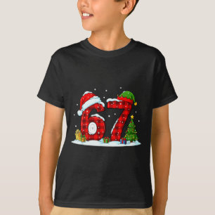 T-shirt Drôle 67 Mème Six Sept Noël Buffalo Rouge Carreaux