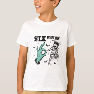 T-shirt Drôle 67 Meme Squelette Effrayant Six Sept Générat