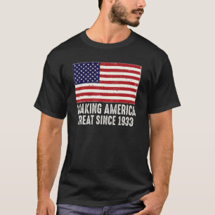 T-shirt Drôle 90e anniversaire de l'Amérique Drapeau améri