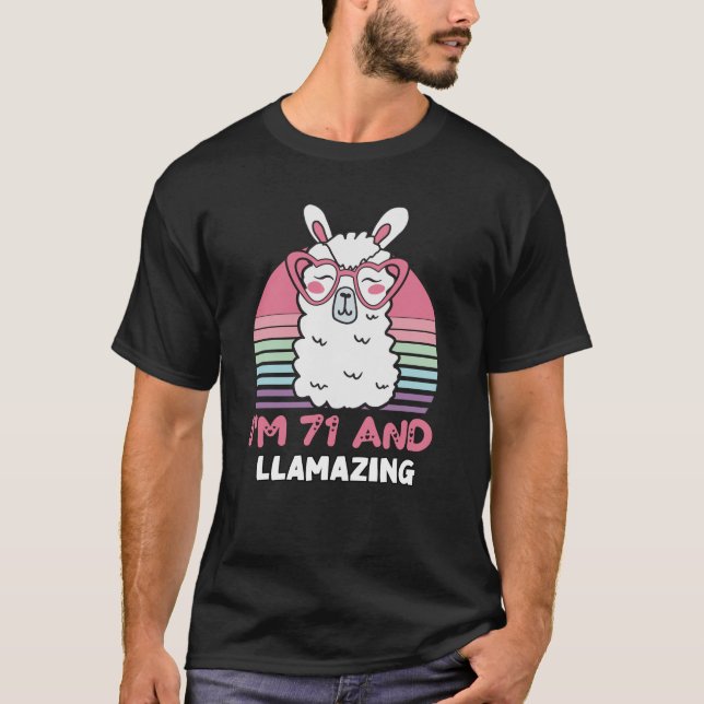 T-shirt Drôle Adorable Llama 71e Anniversaire Cadeau Pour  (Devant)