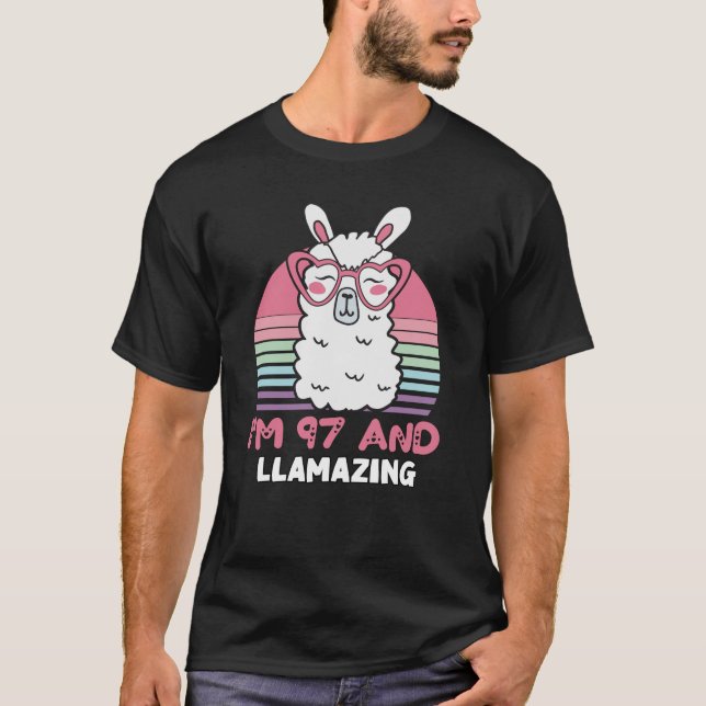 T-shirt Drôle Adorable Llama 97e Anniversaire Cadeau Pour  (Devant)