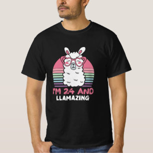 T-shirt Drôle Adorable Llama Cadeau 24e Anniversaire Pour 