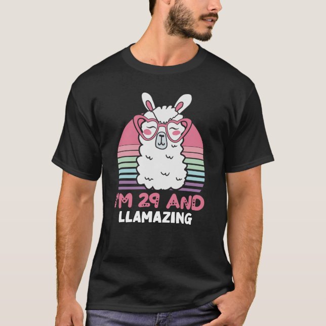 T-shirt Drôle Adorable Llama Cadeau 29e Anniversaire Pour  (Devant)